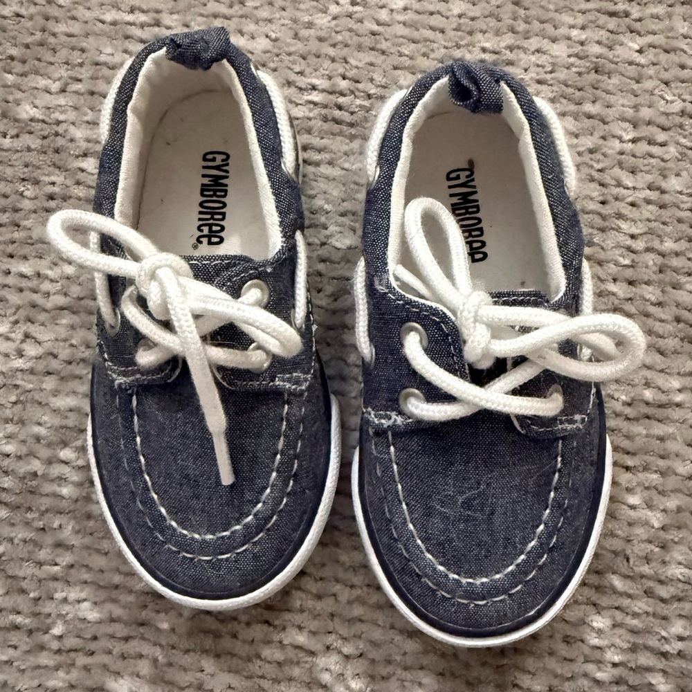 Gymboree Denim Boat Shoes Blue Canvas Lace-Up Sneakers Size‎ 6 Toddler